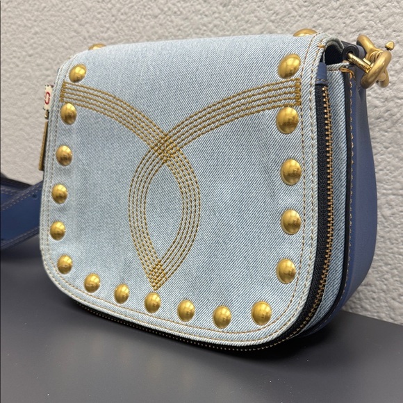 mark jacobs Handbags - Mark Jacobs Nomad Studded Chic Denim and Gold Studded Crossbody Bag